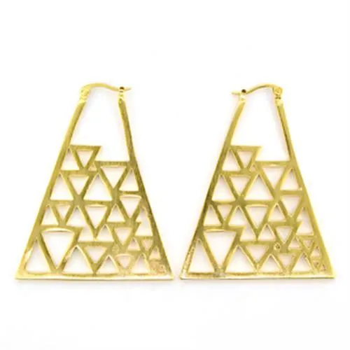 Gold & Brush Brass Earrings with No Stone for Women Style 81017