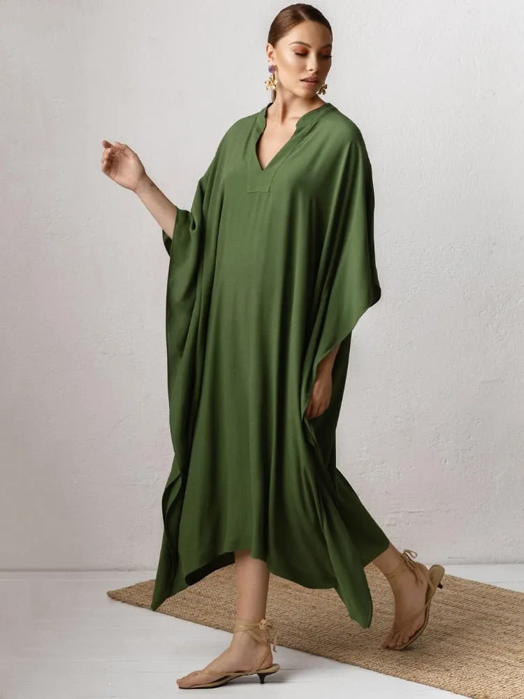 Gracie Silky Kaftan Tunic Dress - 3 Colors