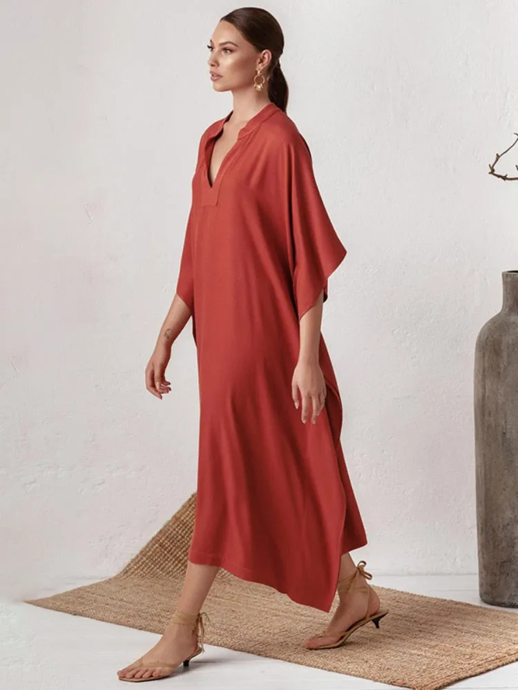 Gracie Silky Kaftan Tunic Dress - 3 Colors