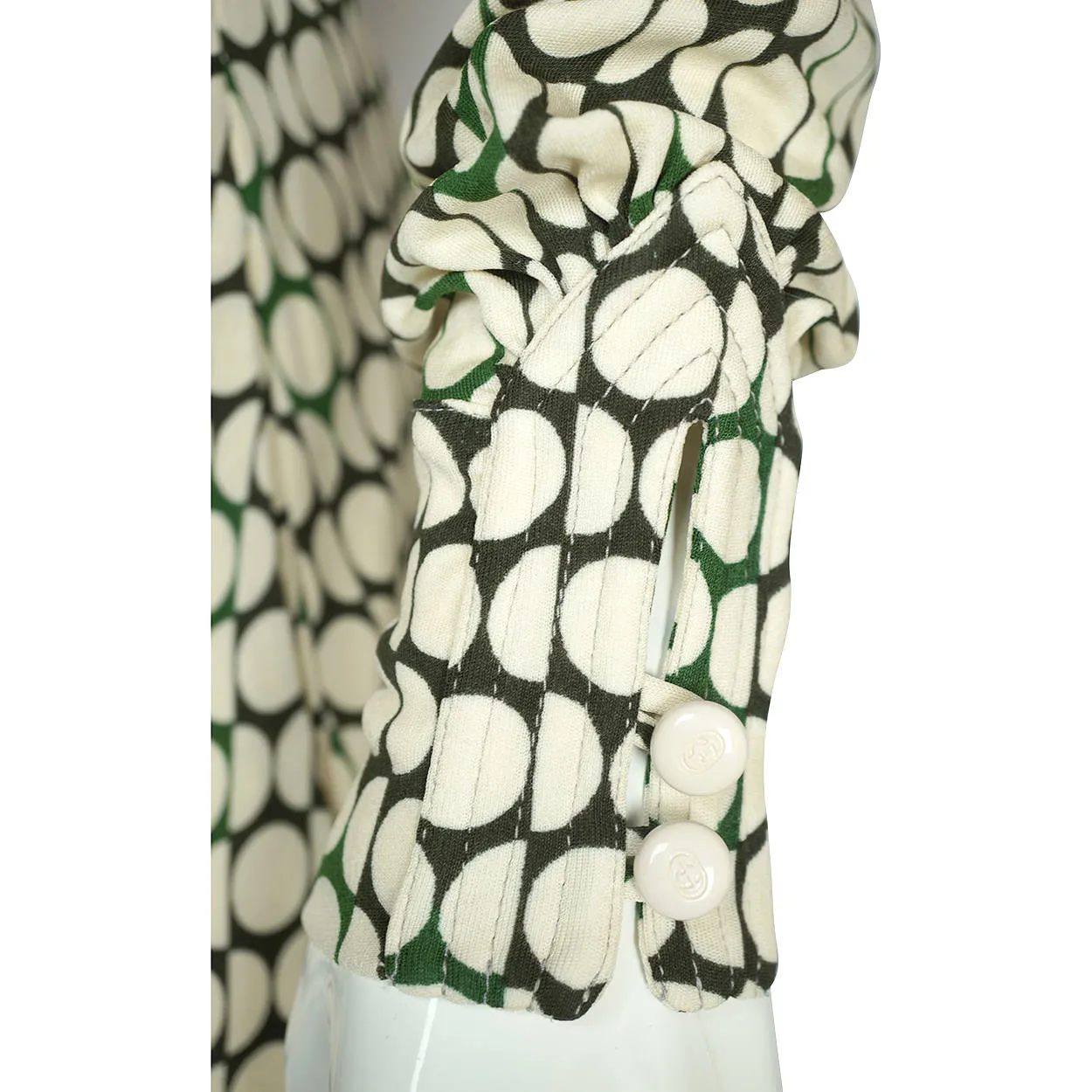 Gucci Logo Wrap Dress White Circles Green &amp; Black Made in Italy Size M