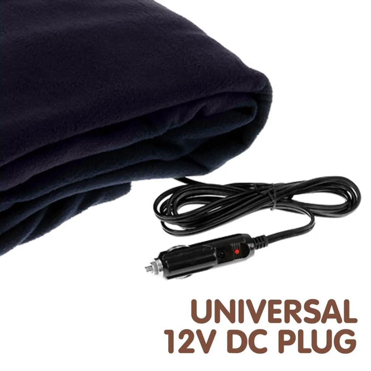 Heated Electric Car Blanket, Poly Fleece, 150x110cm, 12V, Blue - Laura Hill