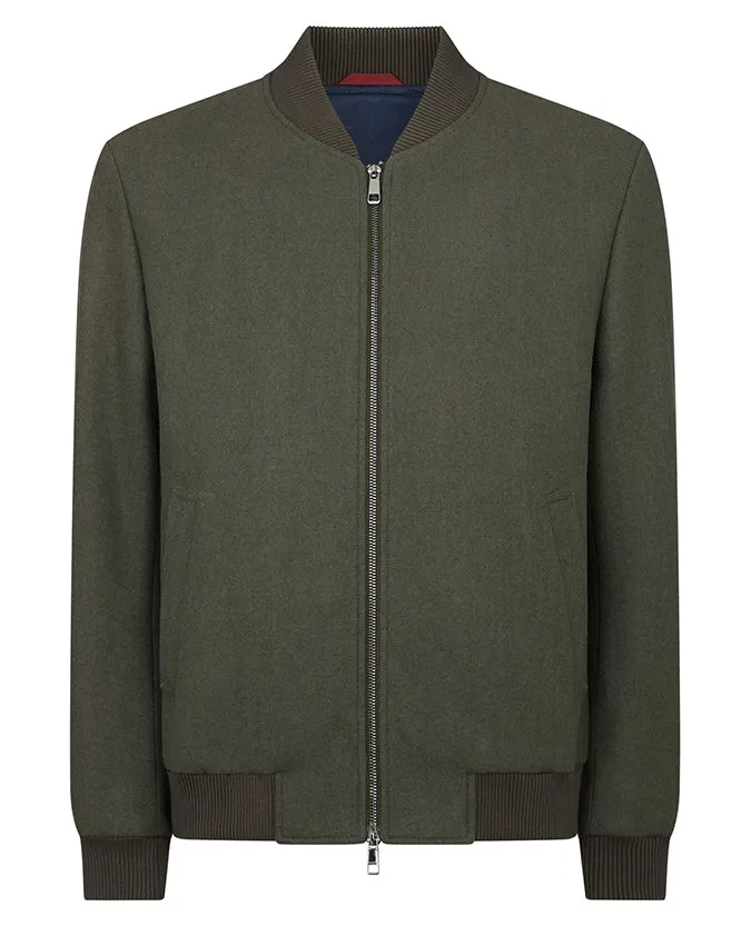 ID80090-Remus Uomo  Green Flannel Bomber Jacket