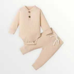 Kai | Ribbed Bodysuit and Pants Set - Beige