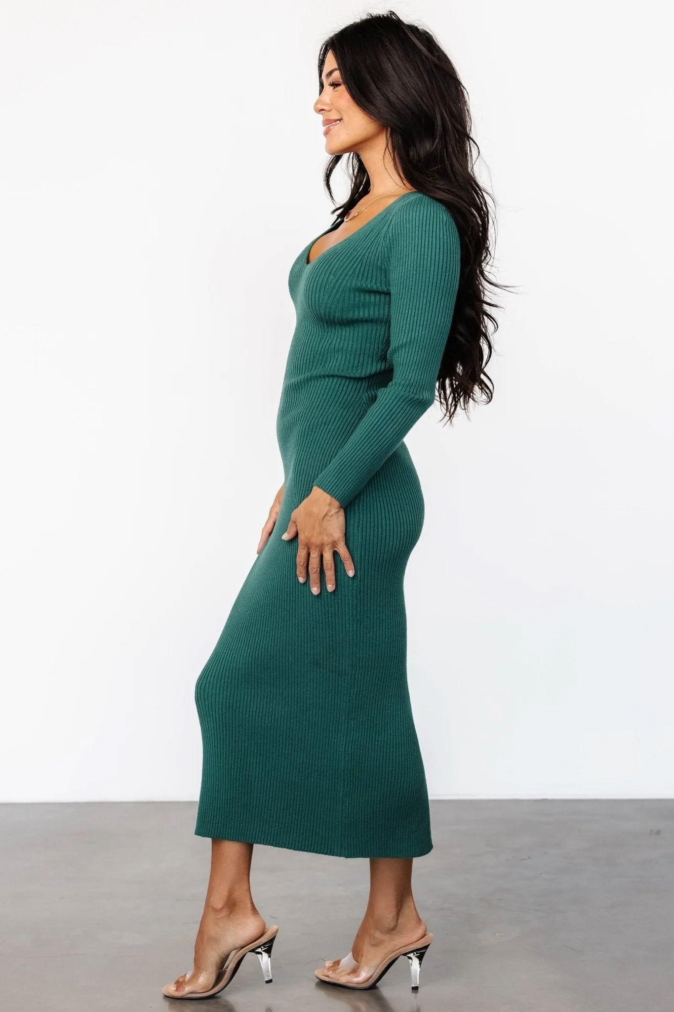 Kendall Ribbed Midi Dress | Green