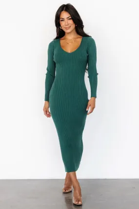 Kendall Ribbed Midi Dress | Green