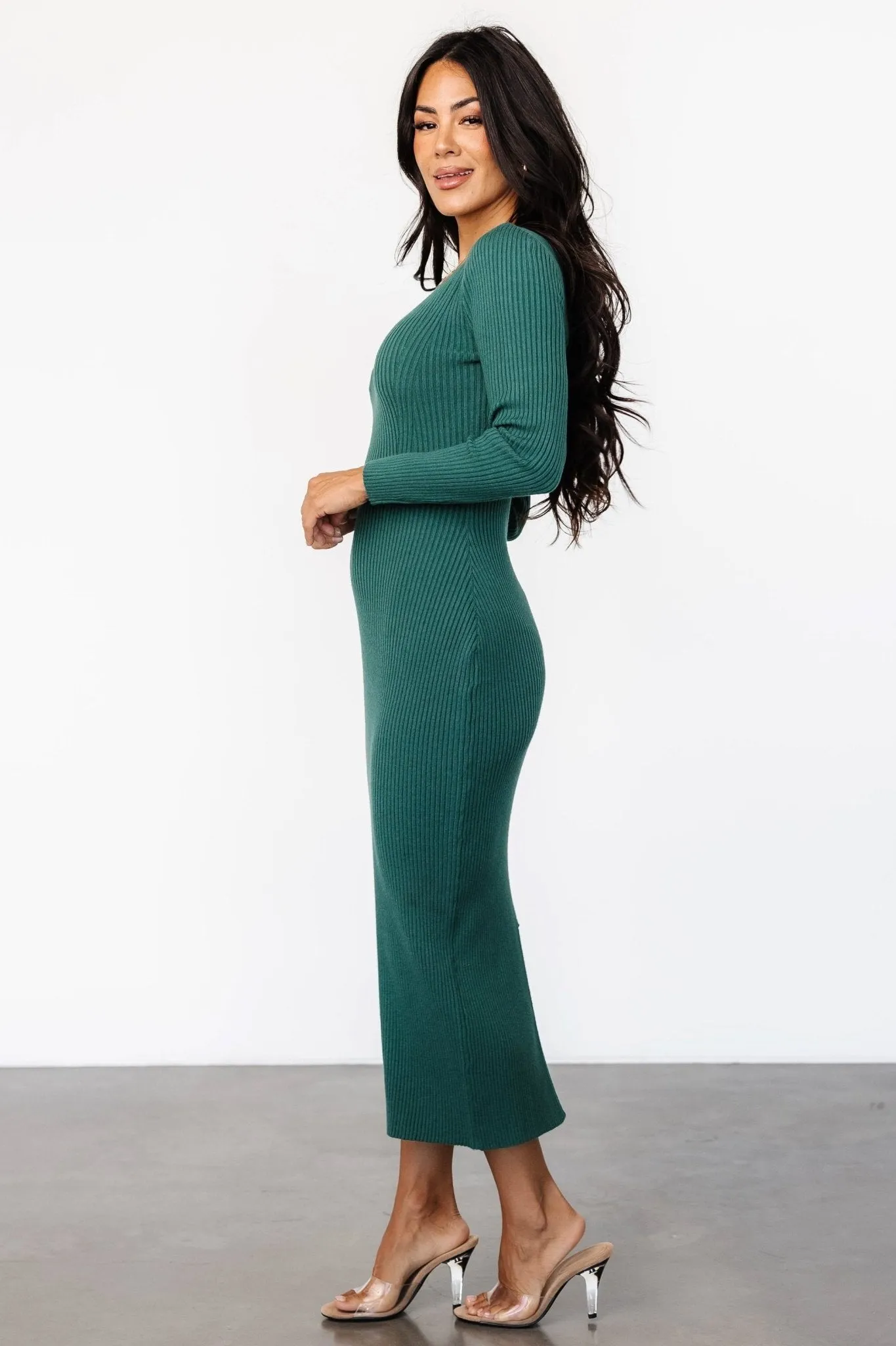 Kendall Ribbed Midi Dress | Green