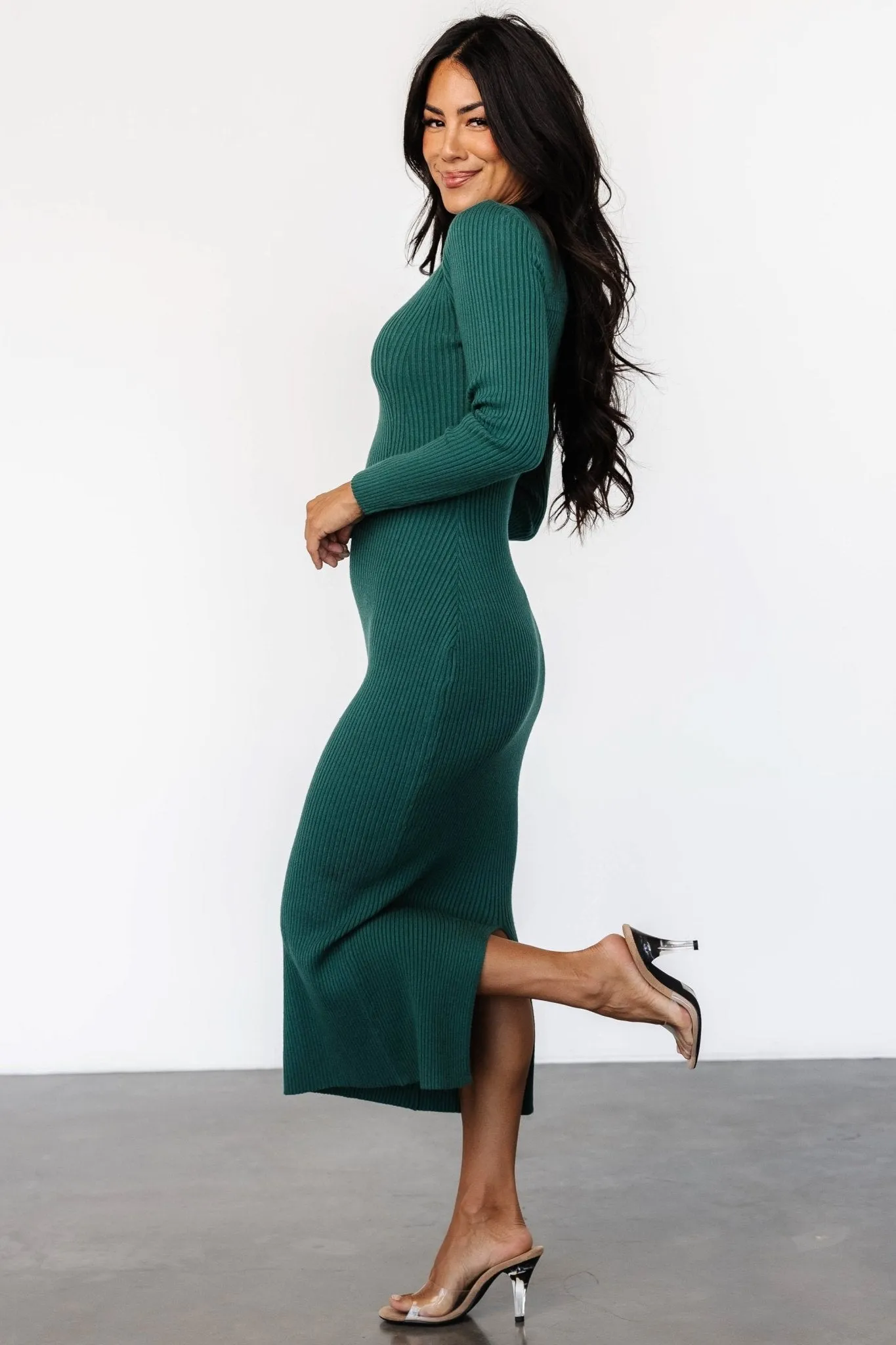 Kendall Ribbed Midi Dress | Green