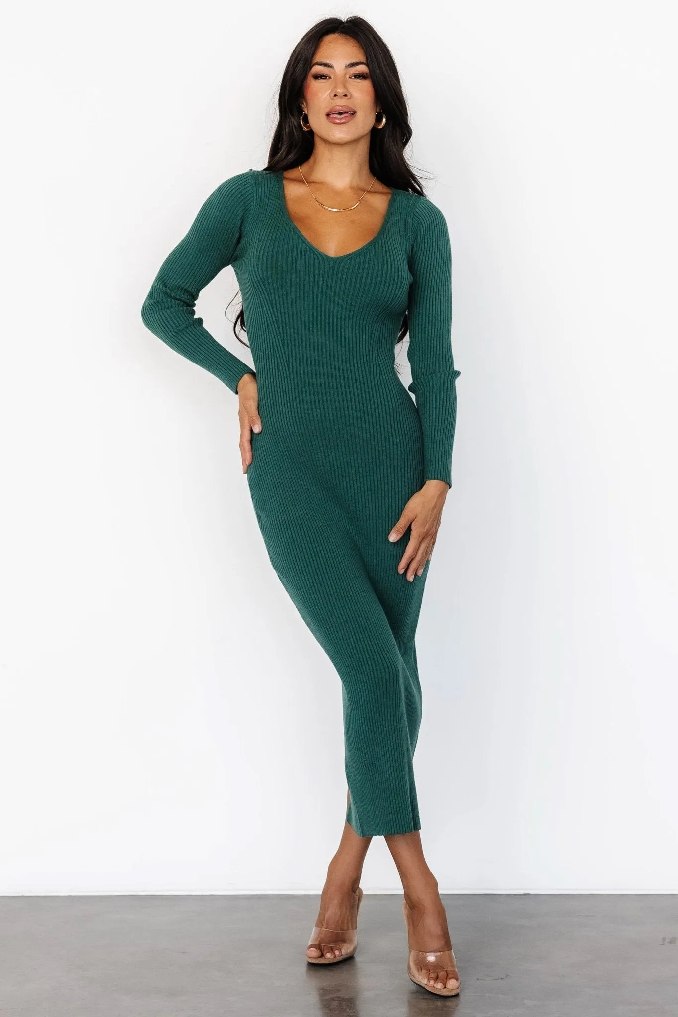 Kendall Ribbed Midi Dress | Green