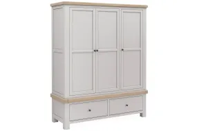 Kilronan - Grey And Oak Triple Wardrobe With 2 Drawers