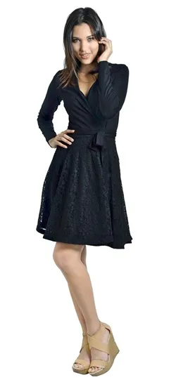 Lace Jersey Wrap Dress