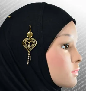 Lacey Heart Hijab Pin # 9 in Gold Tone