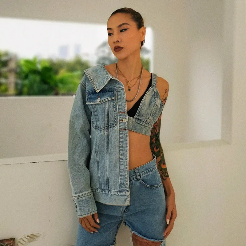 Ladies strapless denim jacket