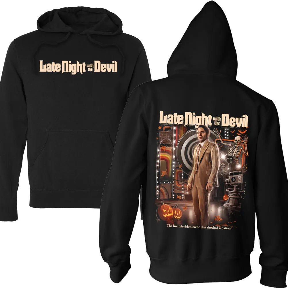 Late Night With The Devil Shocked A Nation Pullover Hoodie