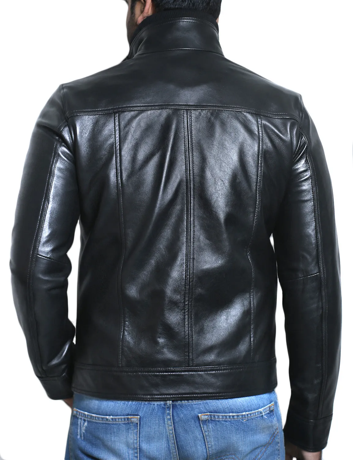 Leather Jackets Hub Mens Genuine Lambskin Leather Jacket (Black, Fencing Jacket) - 1501101