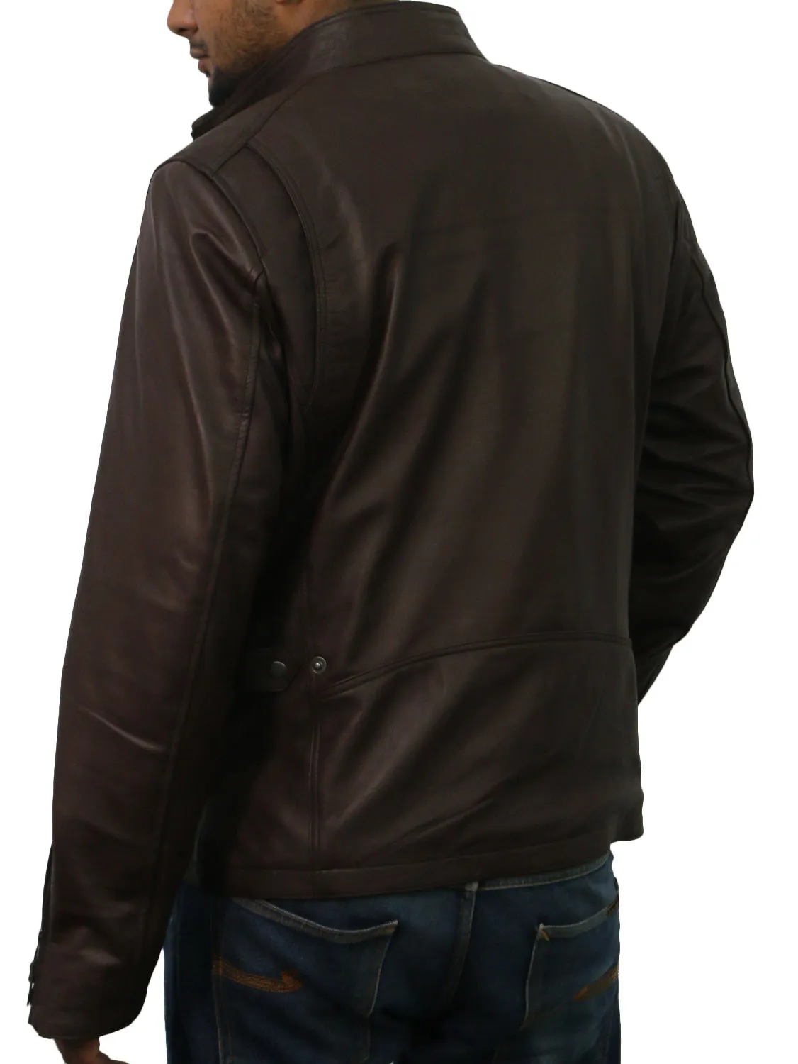 Leather Jackets Hub Mens Genuine Lambskin Leather Jacket (Black, Racer Jacket) - 1501048