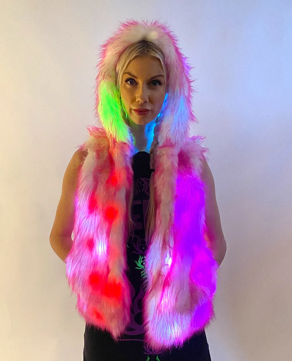 LIGHT UP FUR GILET SHORT