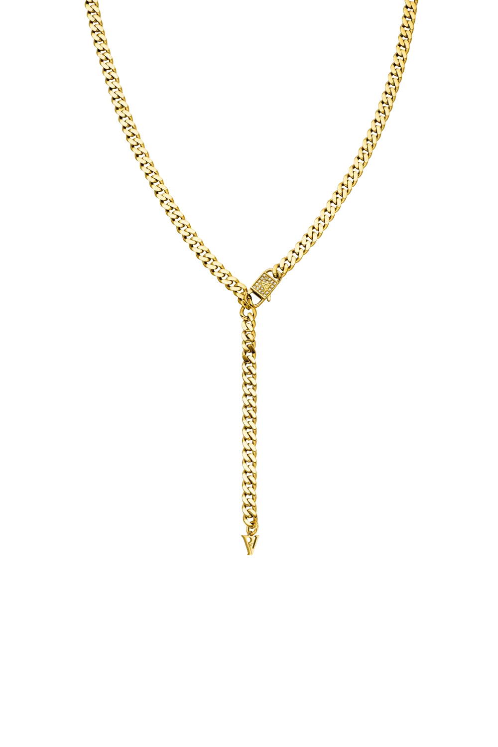 Link Pavé Y-Necklace 14K Gold Plated