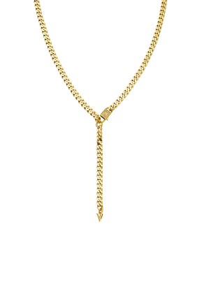 Link Pavé Y-Necklace 14K Gold Plated