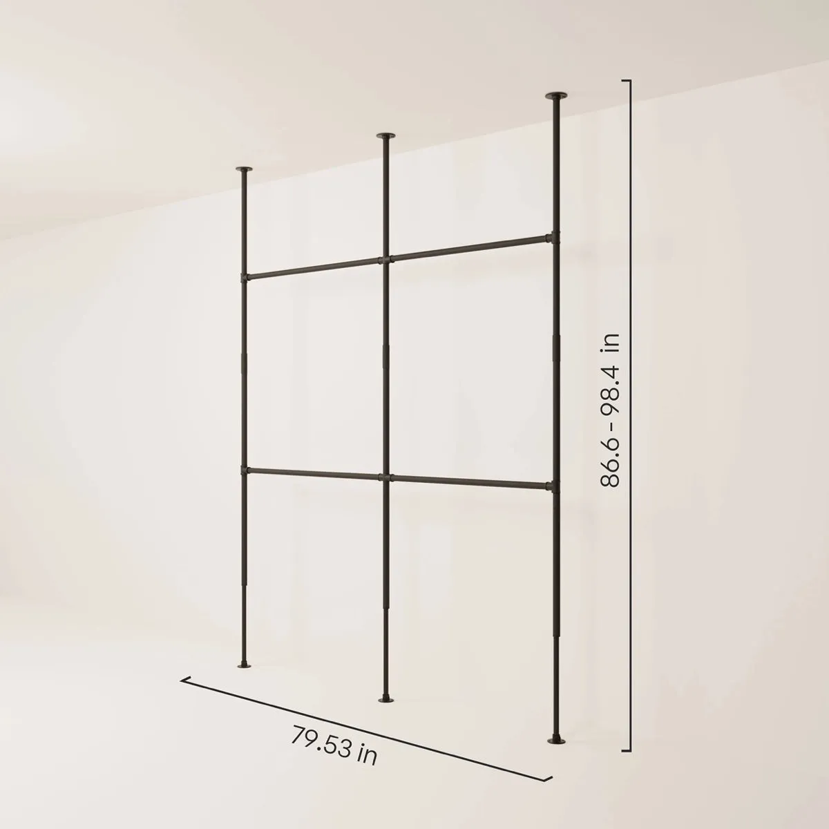 LOFT II – Open closet with telescopic rack