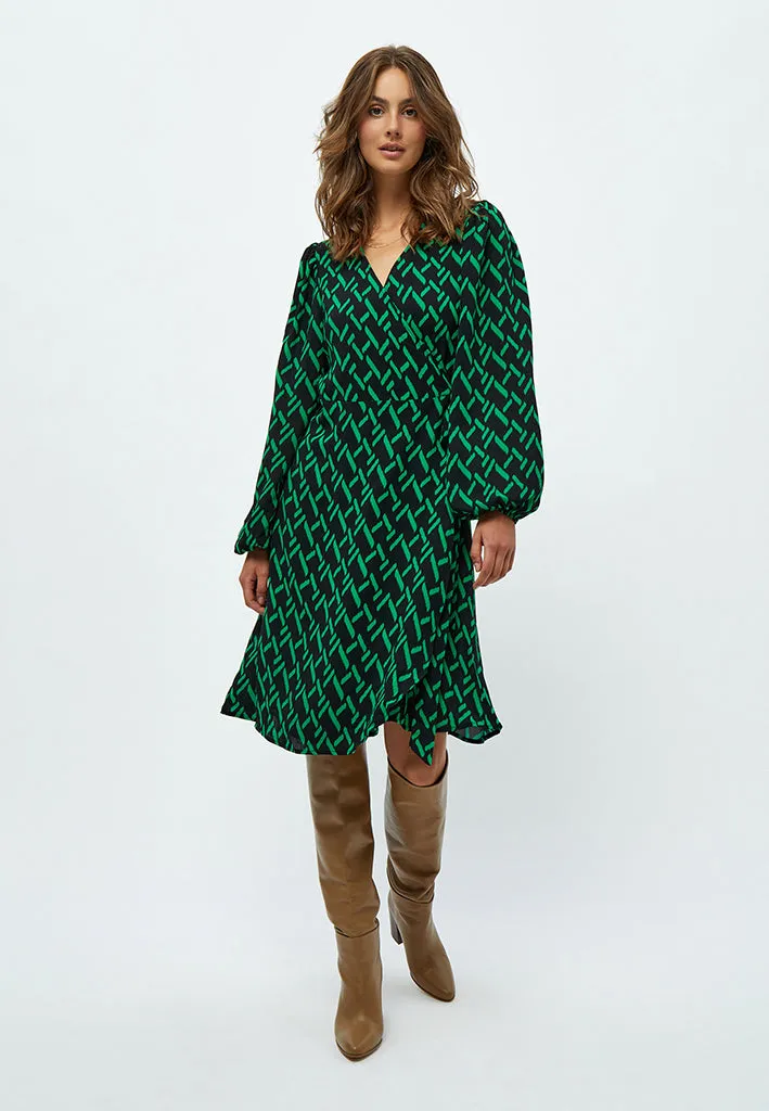 Lou Wrap Dress - Bright Green Print