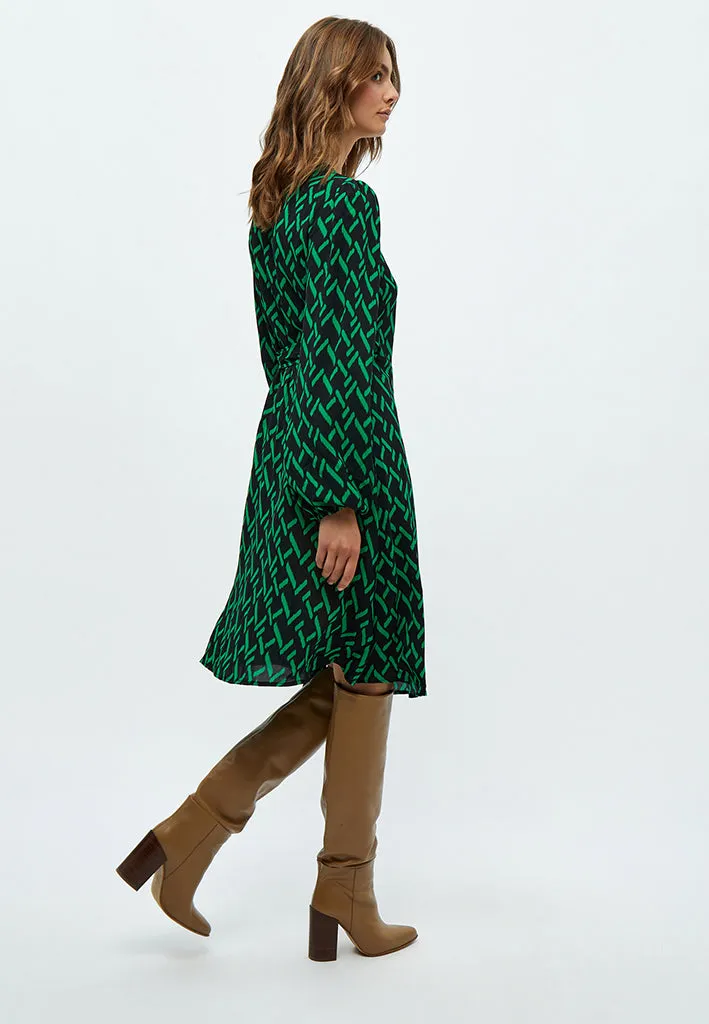 Lou Wrap Dress - Bright Green Print