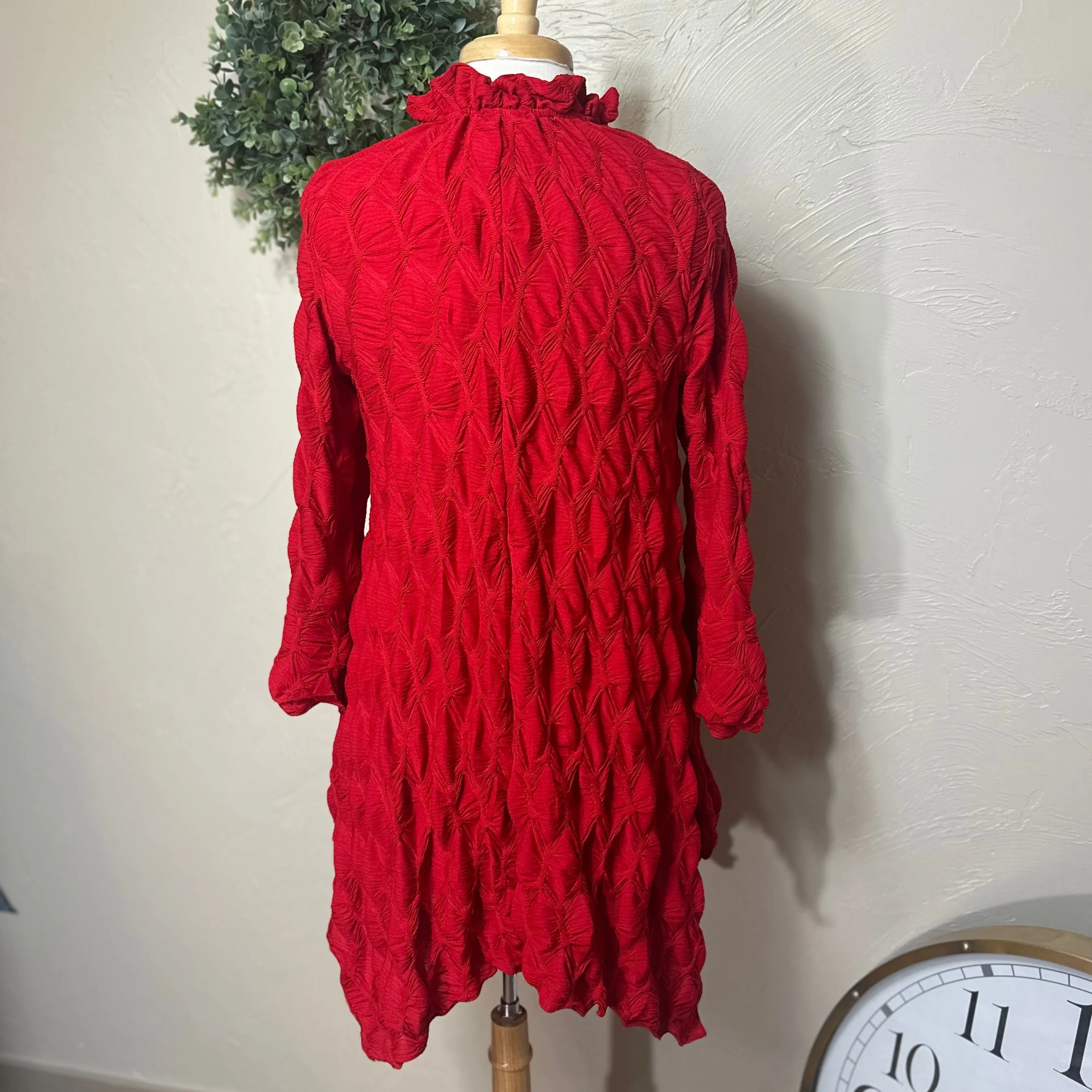 Lovely Lady Textured Red Shark Bite Handkerchief Tunic