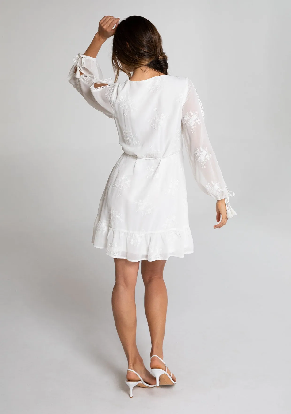 Lucille Embroidered Chiffon Wrap Dress