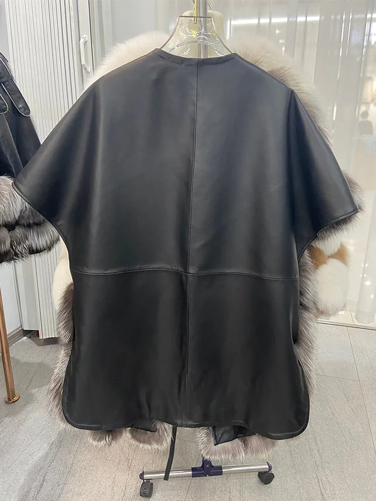 Luxury  Leather Loose Coat