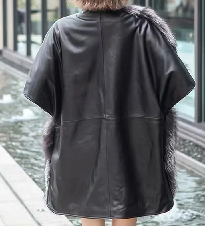 Luxury  Leather Loose Coat