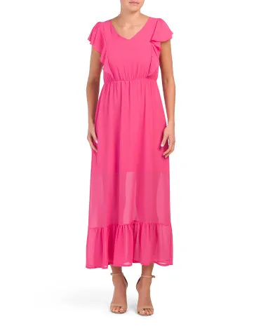 Made In Italy Ruffle Hem Midi Cocktail Dress