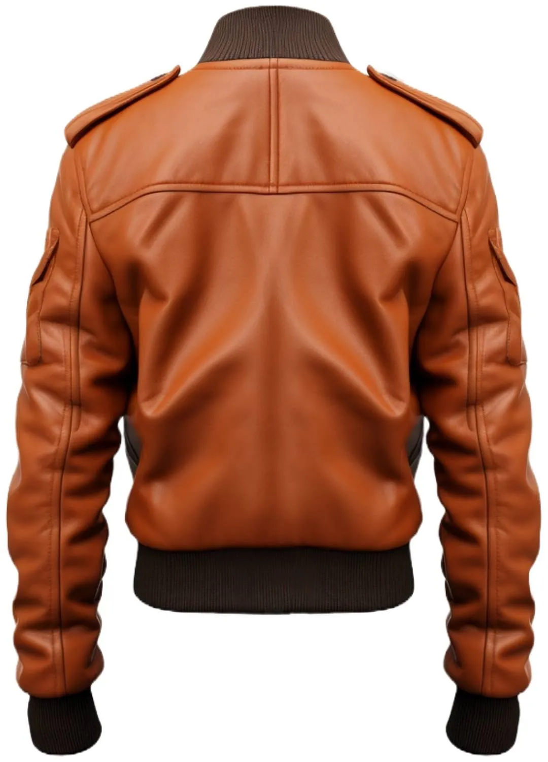 Men Strap Pocket Bomber Leather Jacket