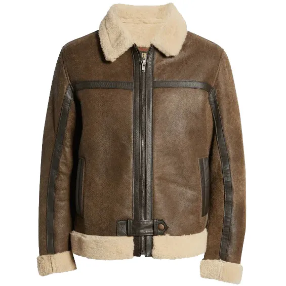 Men's Brown Sheepskin Leather Jacket