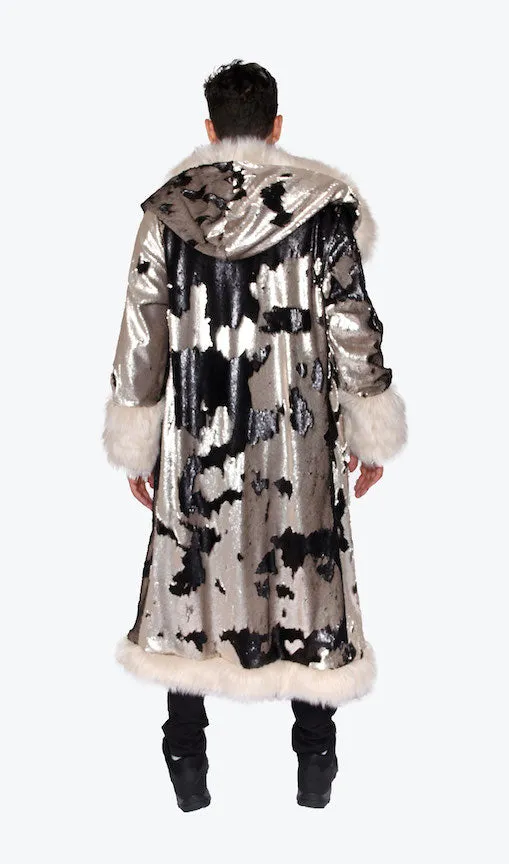 Men's LED Sequin King Coat in "Black-Taupe"