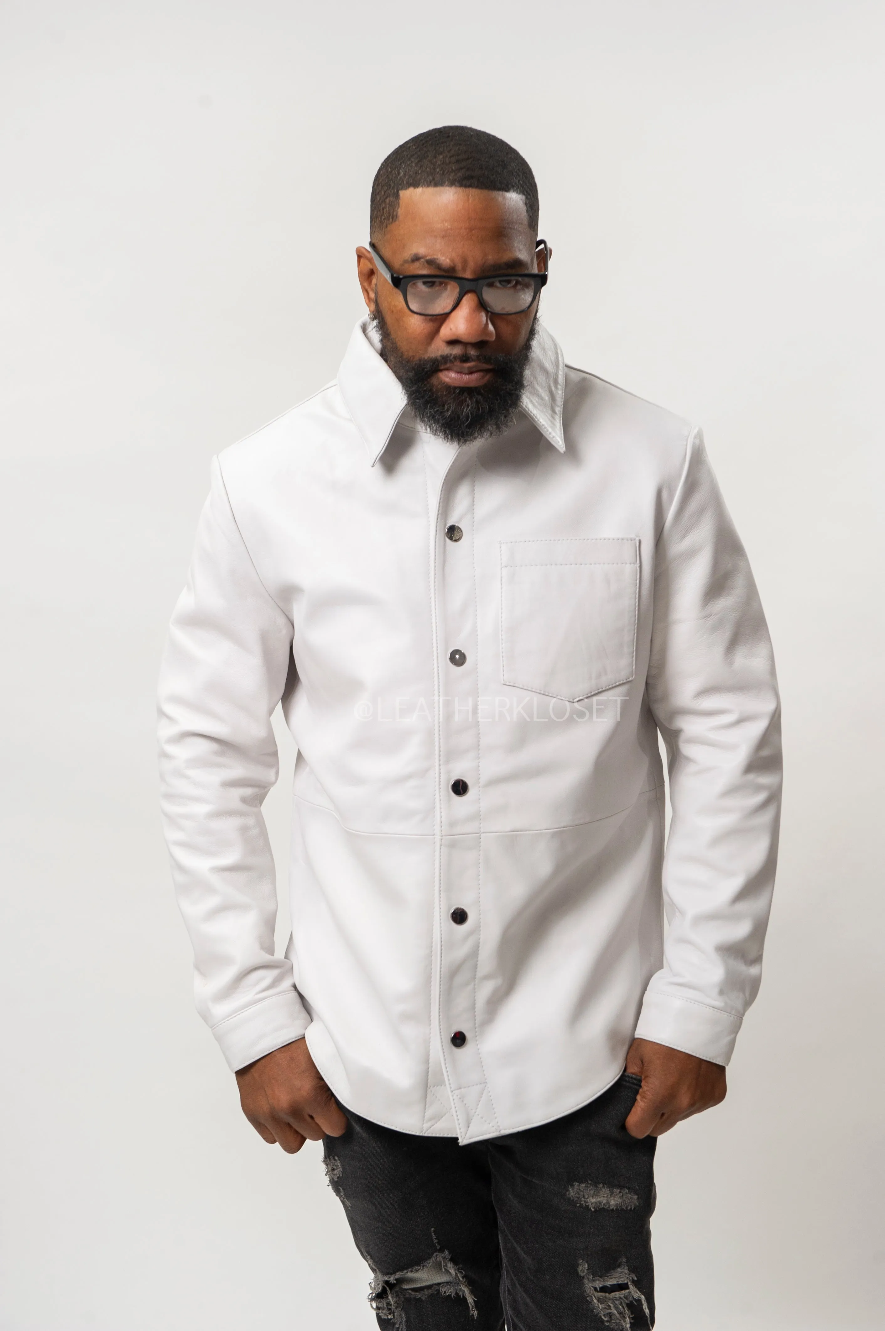 Men's Luka Leather Shirt [White]