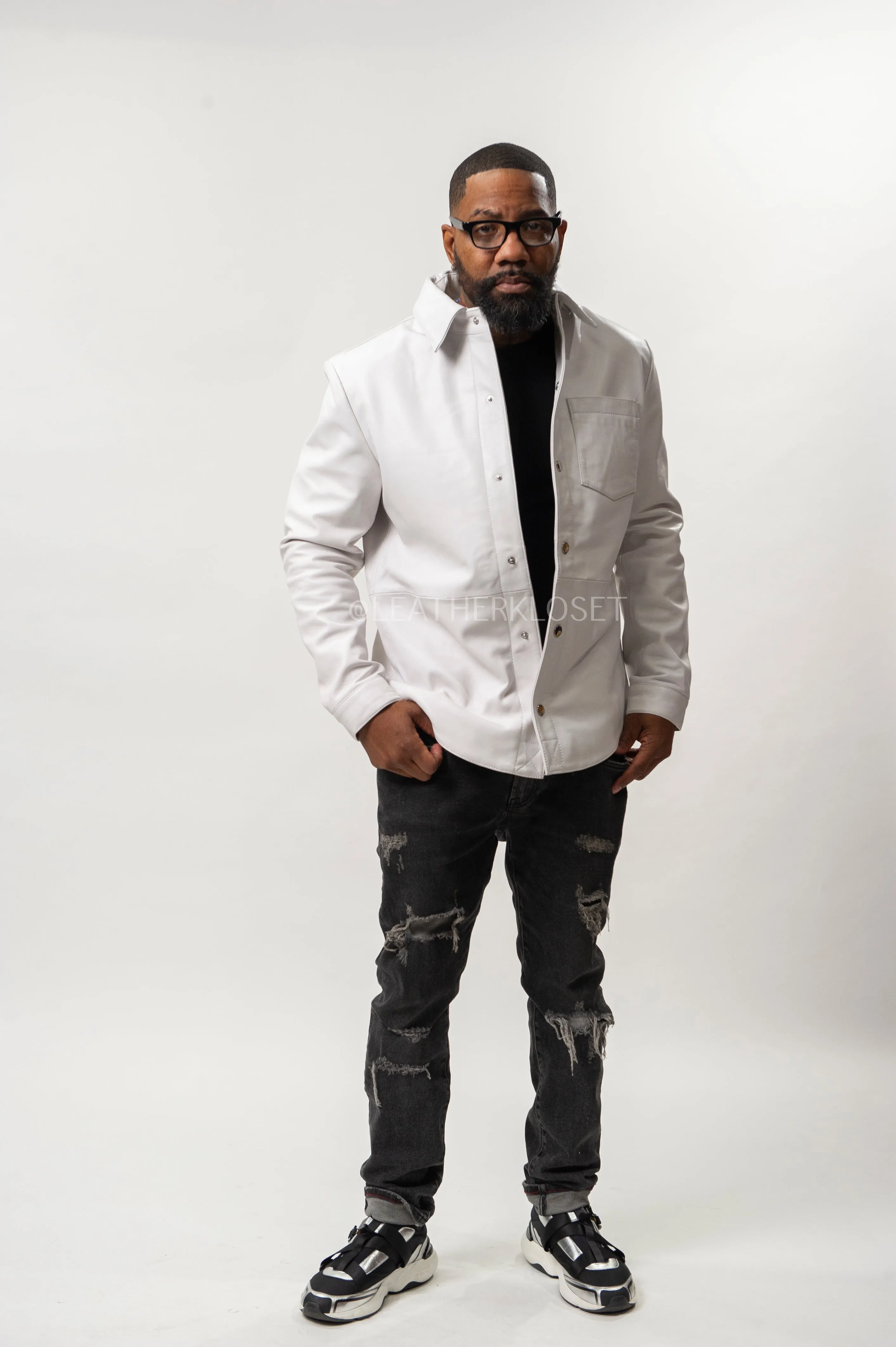 Men's Luka Leather Shirt [White]