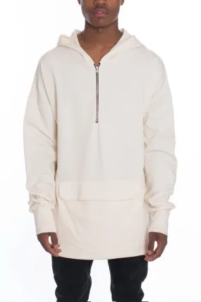 Mens Off White Pouch Pullover Hoodie