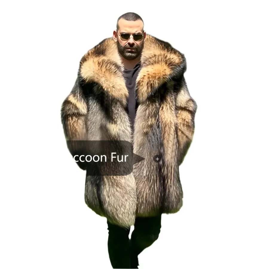 Men's Real Raccoon Fur Coat - Luxury Long Winter Jacket | Warm and Stylish New Arrival