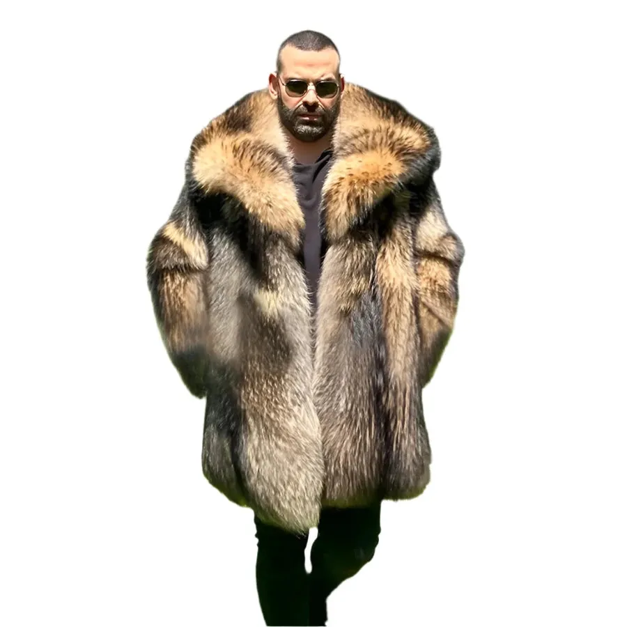 Men's Real Raccoon Fur Coat - Luxury Long Winter Jacket | Warm and Stylish New Arrival