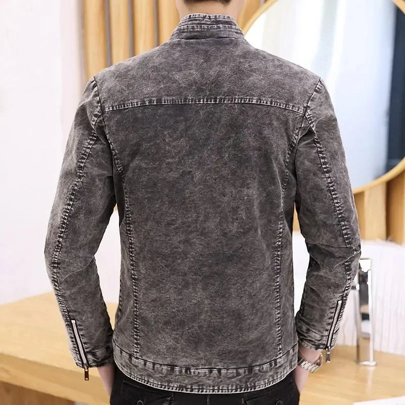 Men's Stand Collar Fashion Denim Jacket