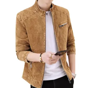 Men's Stand Collar Fashion Denim Jacket