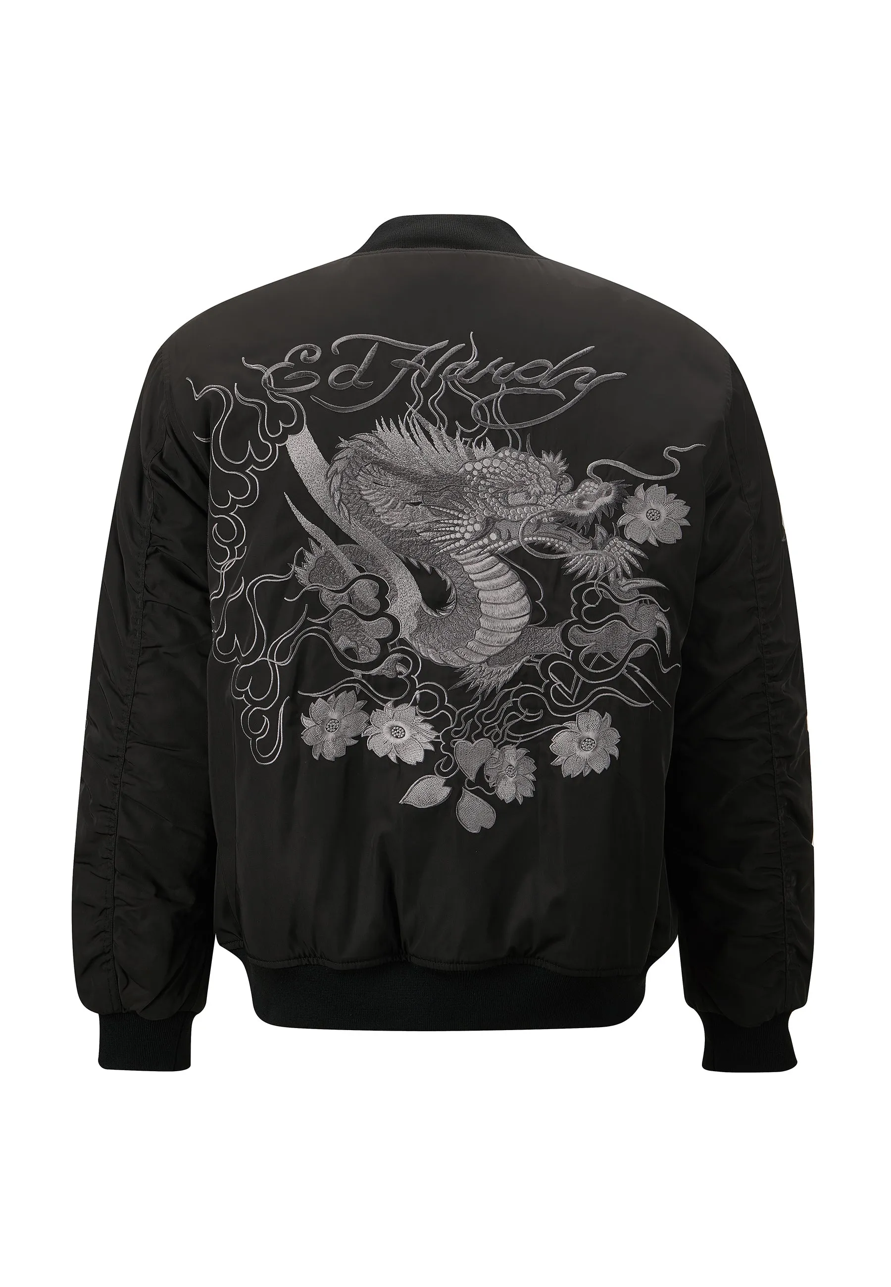 Mens Vintage-Dragon Varsity Jacket - Black