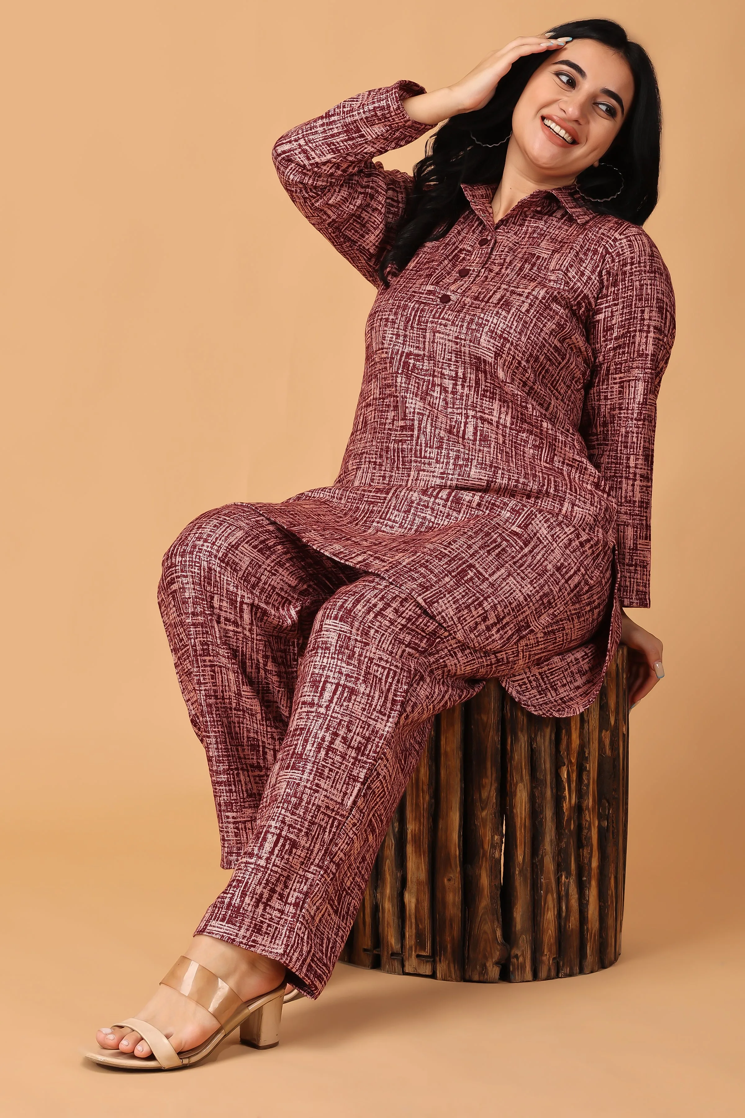 Merlot Embrace Woollen Co-ord Set