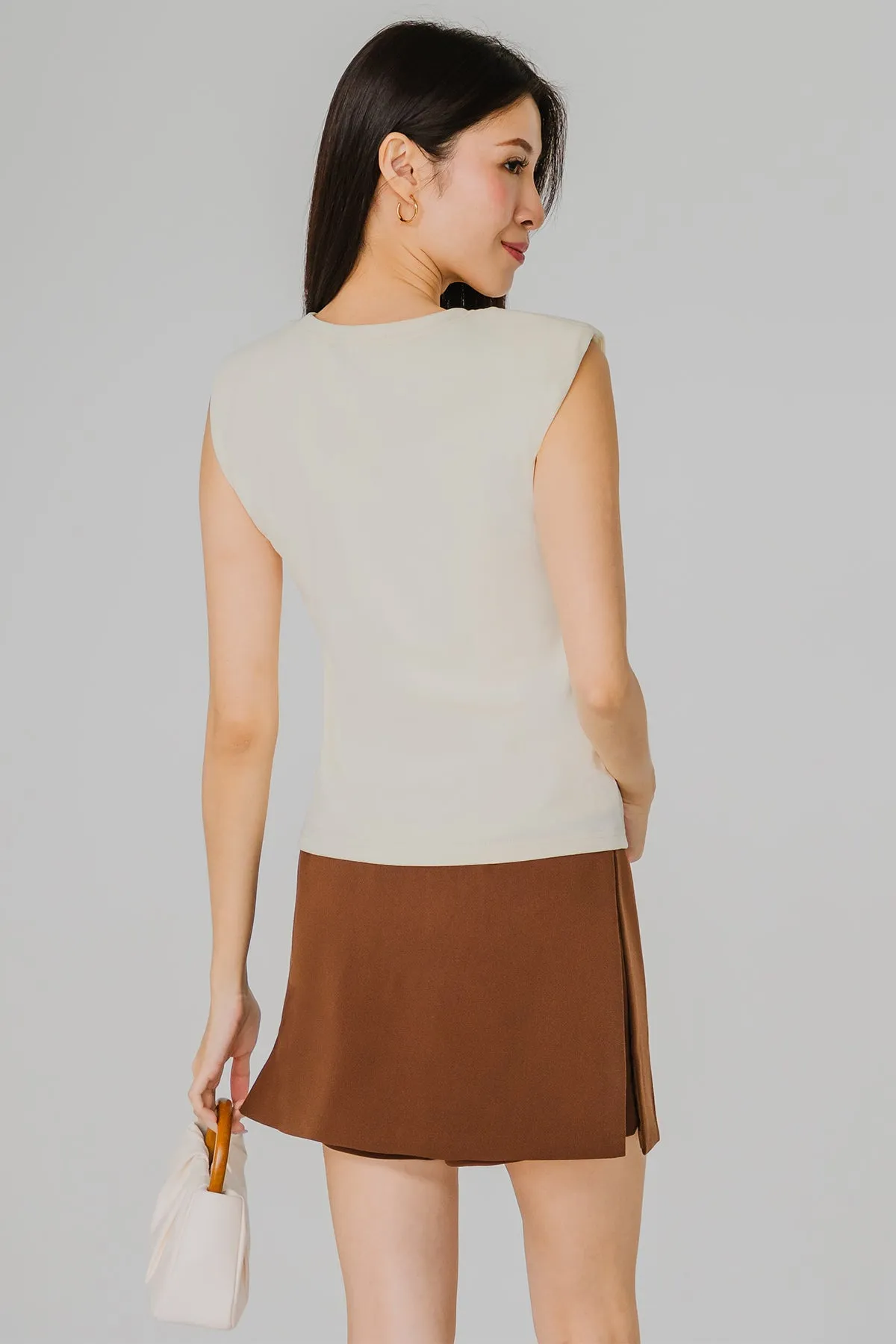 Minimalist Shoulder Padded Top (Cream)