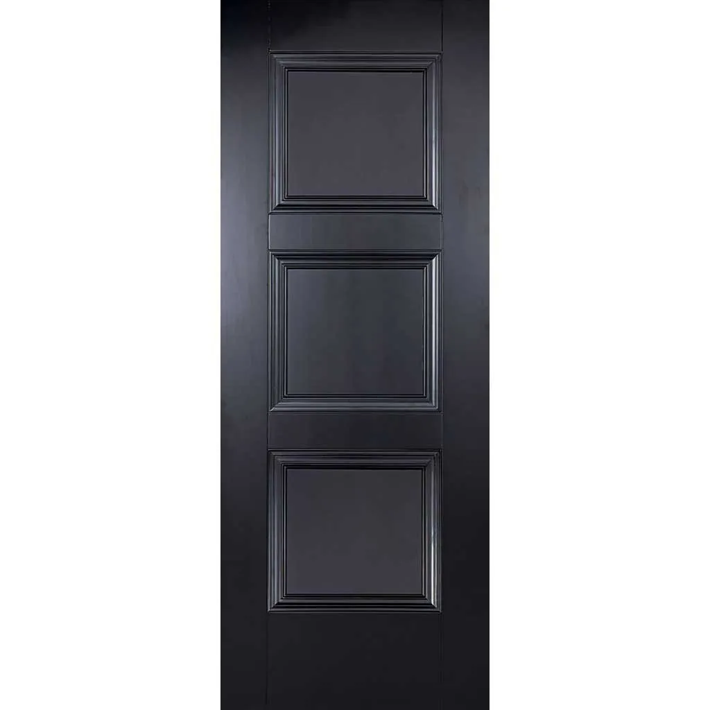 Minimalist Wardrobe Door & Frame Kit - Four Amsterdam 3 Panel Black Primed Doors - Unfinished