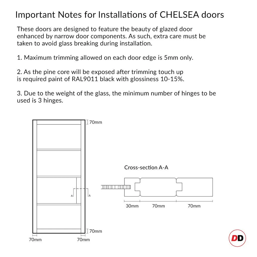 Minimalist Wardrobe Door & Frame Kit - Four Chelsea 4 Panel Black Painted Door - Prefinished