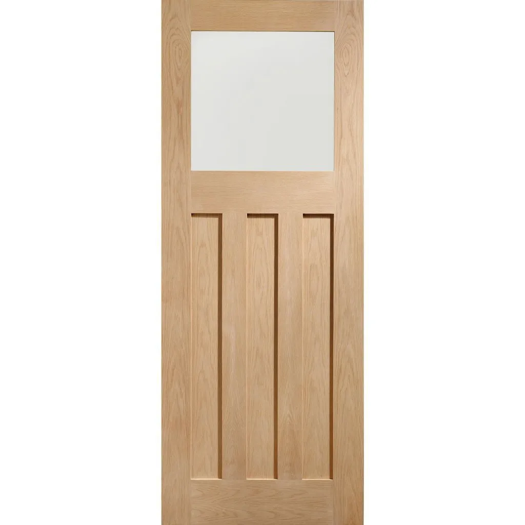 Minimalist Wardrobe Door & Frame Kit - Four DX 1930's Oak Door - Obscure Glass - Prefinished