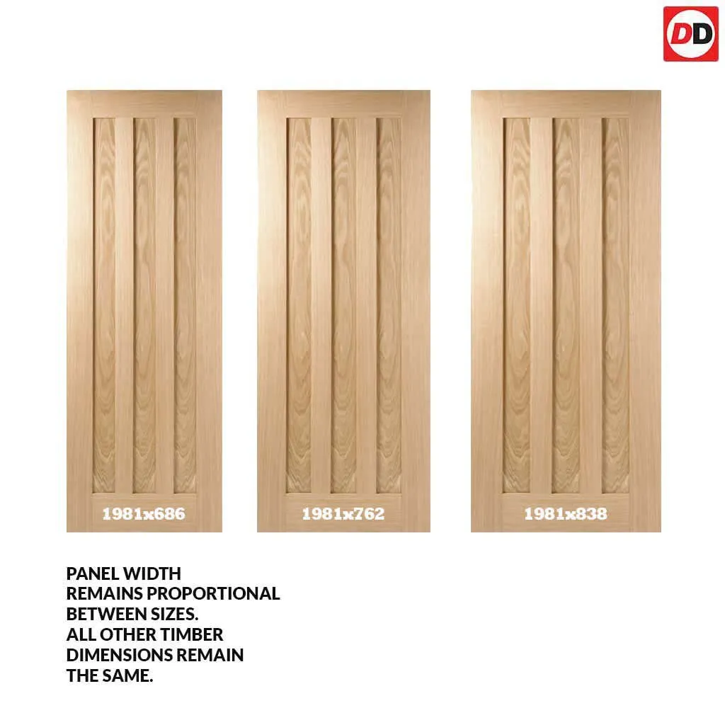 Minimalist Wardrobe Door & Frame Kit - Four Idaho 3 Panel Oak Doors - Prefinished