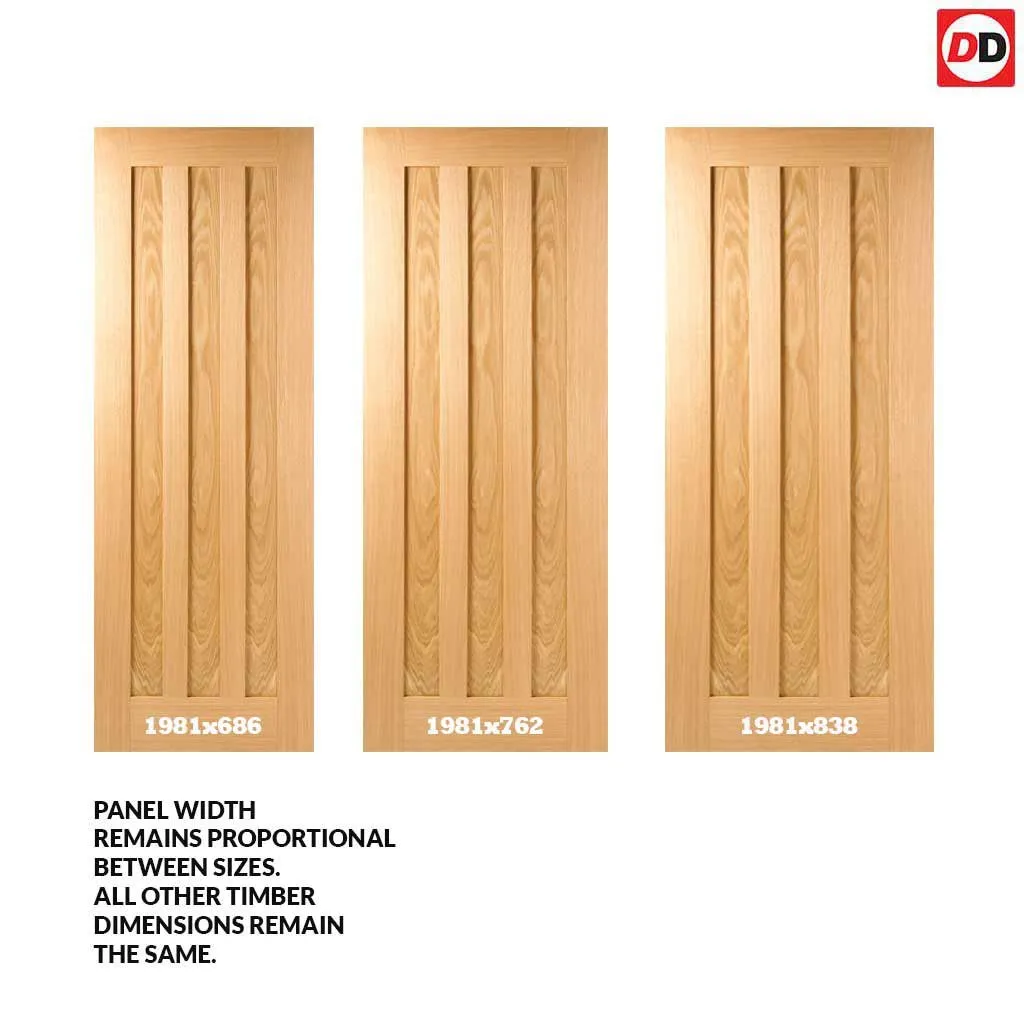 Minimalist Wardrobe Door & Frame Kit - Four Idaho 3 Panel Oak Doors - Unfinished