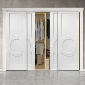 Minimalist Wardrobe Door & Frame Kit - Four Montpellier 3 Panel Doors - White Primed