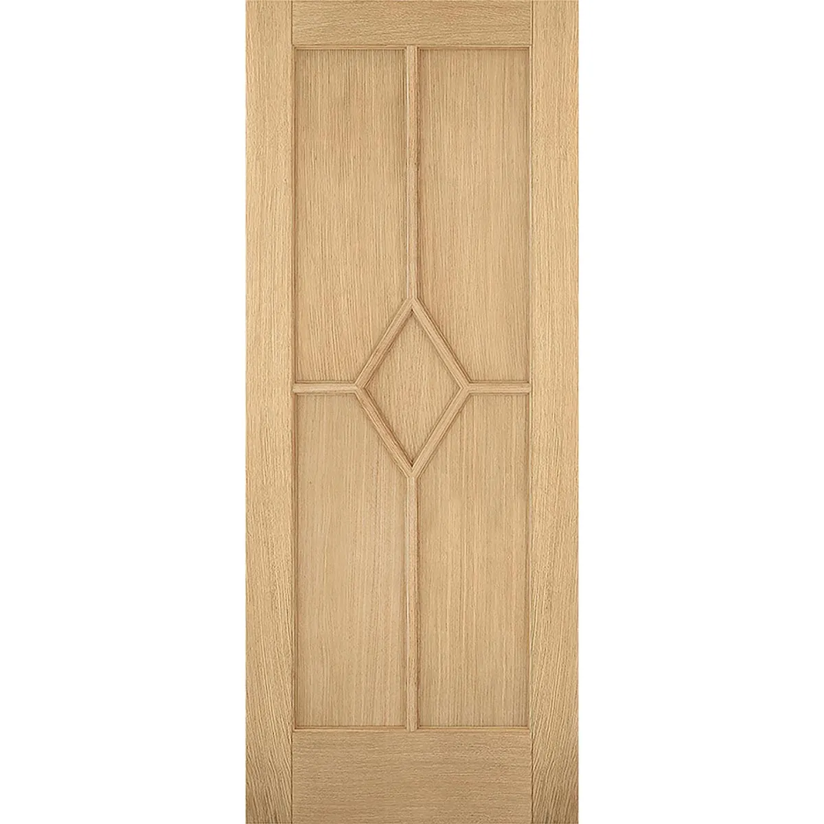 Minimalist Wardrobe Door & Frame Kit - Four Reims Diamond 5 Panel Oak Door - Prefinished